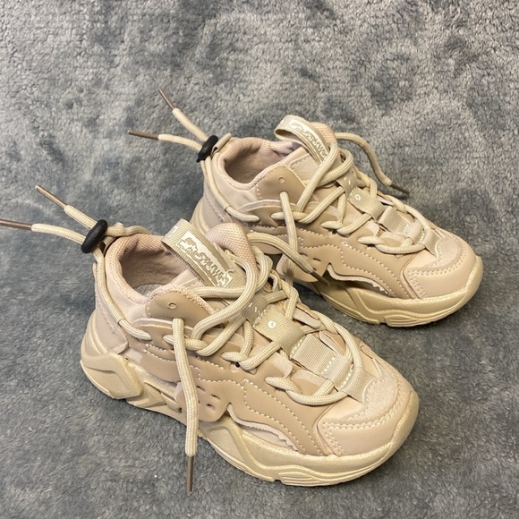 Boys Girls beige sneakers Lace Up Running Shoe Walking Non-Slip size‎ 27 - Picture 2 of 16